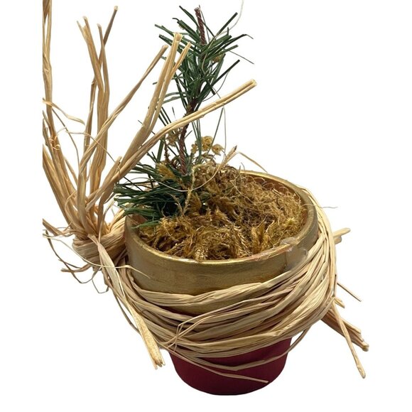 Handmade foe Christmas tree in a pot red gold figurine decor 5" READ - Picture 1 of 5